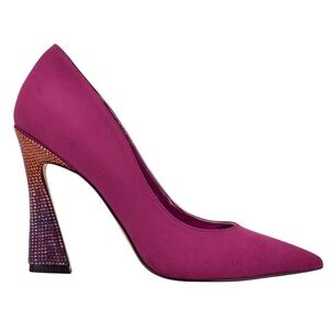 Nine West 8.5 Fuchsia Medium Pink Rhinestone and Suede Pump